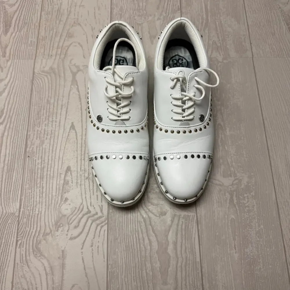 G/FORE Women’s Gallivanter Golf Shoes Size 8 White Studded Leather Spikeless